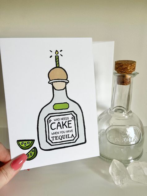 Funny Birthday Cards Tequila, 21 Cards Birthday, Drink Birthday Cards, 23 Birthday Card Ideas, 21st Handmade Birthday Cards, 21st Bday Card Ideas, 21st Bday Cards Diy, 21 Birthday Card Ideas Handmade, Handmade 21st Birthday Cards Ideas