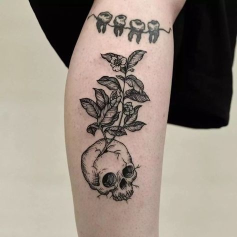 Witchcraft Tattoos, Goth Tattoo, Creepy Tattoos, Gothic Tattoo, Old Tattoos, Nature Tattoos, Skull Tattoos, Dope Tattoos, Tattoo Design Drawings