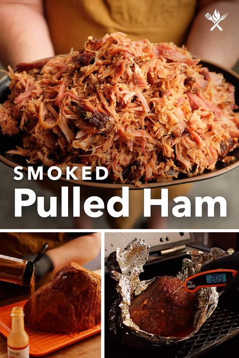 Smoked Ham Pitboss, Smoked Picnic Ham, How To Cook A Smoked Ham, Smoked Boneless Ham Recipes, Smoked Bone In Ham, Pulled Ham In Oven, Pulled Ham Smoker, Smoked Spiral Ham, Smoked Pulled Ham Recipes