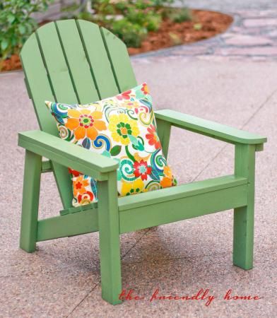 Green Adirondack Chairs, Adirondack Chairs Diy, Modern Adirondack Chair, Adirondack Chair Plans, Modern Adirondack, Rustic Chair, Free Plans, Adirondack Chairs, Diy Chair