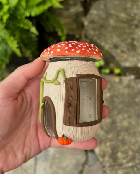 This charming mushroom mason jar house will be coming with me to the Summer’oween market on Sunday June 16th (12 - 5PM) 🧙🧚‍♀️🍄 Address: 151 Lorne Ave E, Stratford, ON N5A 6S4, Canada Event by: @stratfordinclusivemarkets #whimsical #craft #polymerclay #smallbusiness #artist #mushrooms #cottagecore #masonjar #market Mushroom Mason Jar, Mushrooms Cottagecore, Clay Mushroom, Clay Jar, Mushroom House, June 16, Mason Jar, Mason Jars, Polymer Clay