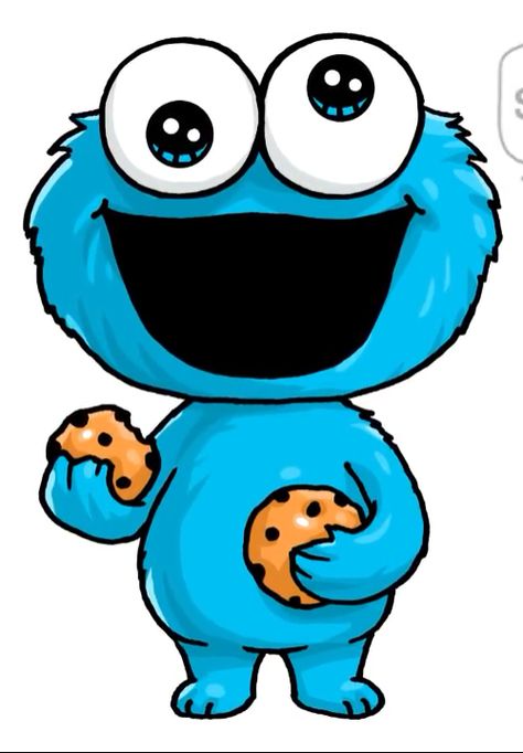 Cookie Monster Sesame Street Kawaii Disney Drawings, Cute Disney Doodles Easy, Cute Blue Things To Draw, Cookie Monster Drawing Easy, Cartoon Characters Easy To Draw, Cookie Doodle Drawing, Cute Disney Drawings Easy, Cartoon Easy Drawings, Cookie Drawing Easy