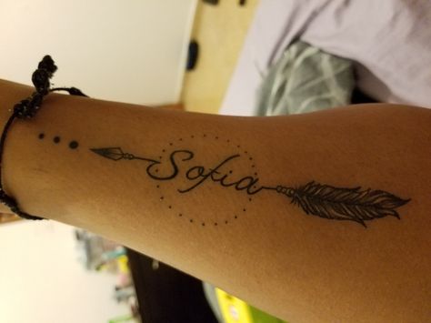 Sofia Tattoo Arrow Tattoo Sofia Name, Baby Name Tattoos, Unalome Tattoo, Tattoo Name, C Tattoo, Arrow Tattoo, World Tattoo, Cool Small Tattoos, Arrow Tattoos