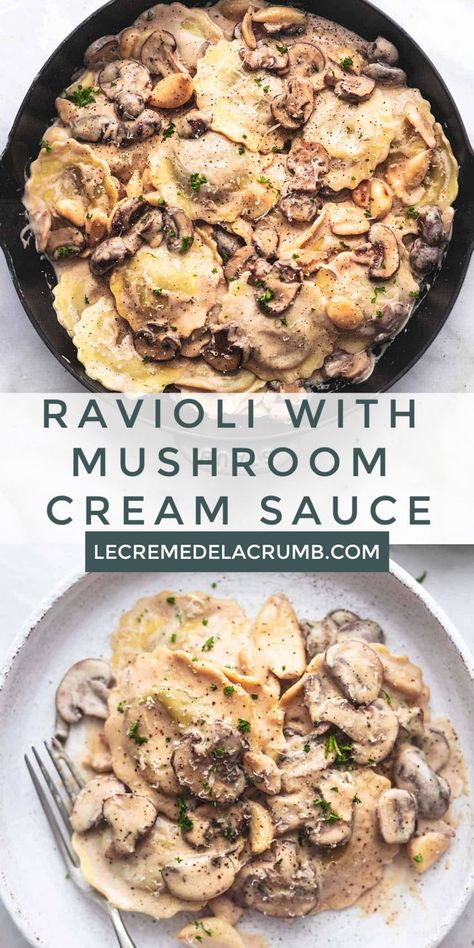 Cooking With Mushrooms Meals, Mushroom Cream Sauce Ravioli, Easy Dinner Recipes From Pantry, Best Easy Healthy Dinner Recipes, Soulemama Home, Ravioli Asparagus Recipe, Nice Pasta Recipes, Mushroom Ravioli Soup, Chicken And Ravioli Recipes Dinners