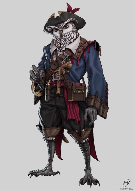 Dnd Ship Captain, Sky Pirate Character Design, Owlfolk Dnd, D&d Pirate, Dnd Sailor, Dnd Pirate Character Design, Dnd Pirate Art, Pirate Character Art, Dnd Pirates