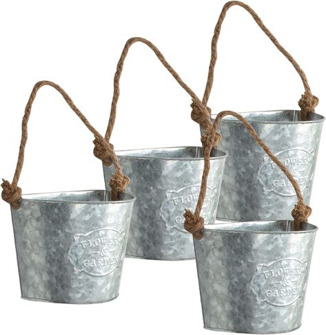 4Pcs Galvanized Metal Hanging Wall Planter, Rustic Wall Flower Vase for Succulents Herbs Country Home Farmhouse Wall Decoration (1) : Amazon.ca: Home Courtyards Gardens, Bathroom Wall Decor Ideas, Plant Vases, Wall Flower Vases, Galvanized Metal Wall, Metal Wall Planters, Hanging Wall Planters, Plant Containers, Wall Planters