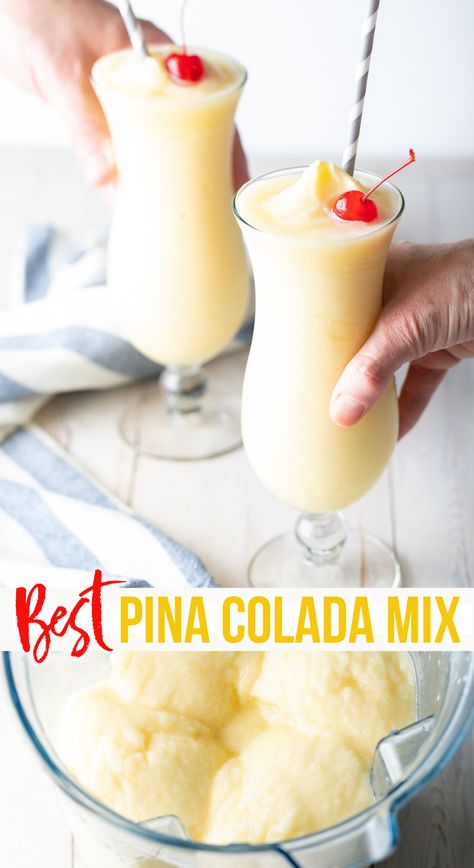 Pina Colada Mix Recipe, Fresh Pina Colada Recipe, Pina Colada Mix, Homemade Pina Colada, Colada Drinks, Pina Colada Drinks, Frozen Pina Colada, Virgin Pina Colada, Virgin Drinks