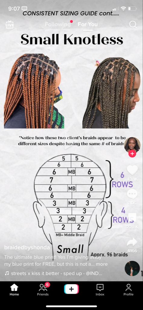 How Many Rows For Medium Knotless Braids, Braiding Sections, Hair Parts For Braids, Braid Parting, Box Braids Parting Guide, Box Braids Sizes, Braiding Pattern, Pride Hair, Hair Chart