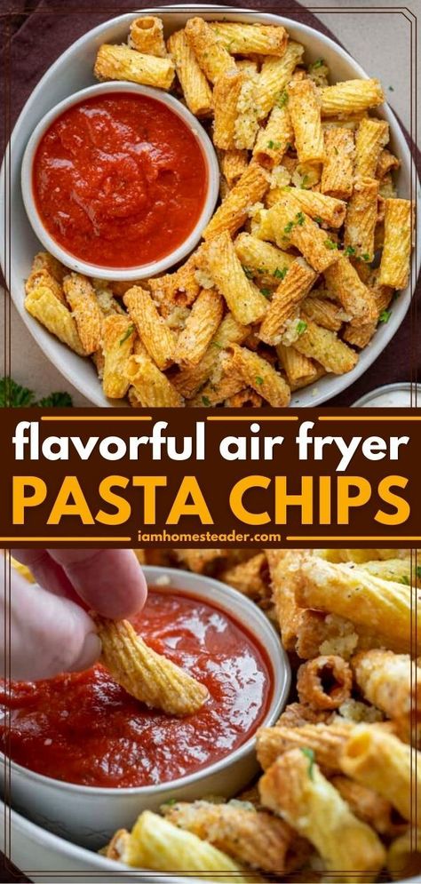 Air Fried Noodles, Meals With Pasta Noodles, Air Fryer Noodle Chips, Air Fryer Recipes Pasta, Munchie Snack Ideas, Air Fried Pasta Chips, Air Fryer Munchies, Air Fryer Noodles, College Air Fryer Recipes