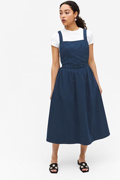 Dungarees Dress, Indowestern Dresses, Oxfords Outfit, Denim Dungaree Dress, Low Rise Trousers, Denim Dungaree, Simple Frocks, Cute Short Dresses, Frock For Women