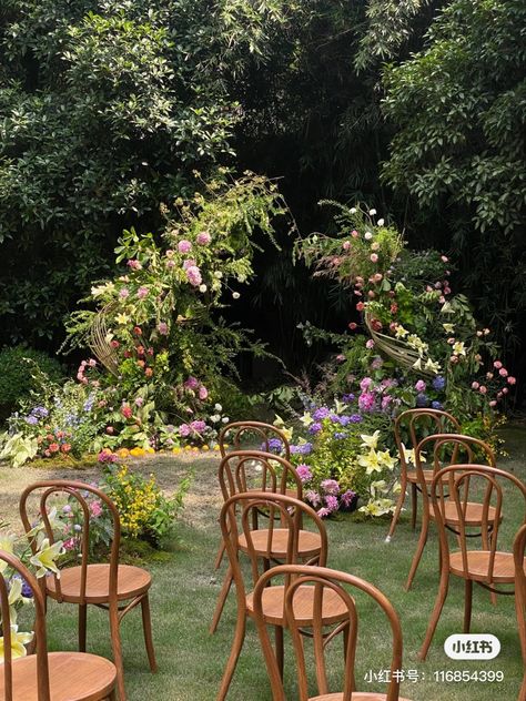 Greenery And Lavender Wedding, Cheap Wedding Aesthetic, Shangri La Boracay Wedding, Aesthetic Small Wedding, August Garden Wedding, Wedding With Lots Of Flowers, Colorful Flower Wedding Decor, Gazebo Floral Wedding, Sunset Garden Wedding