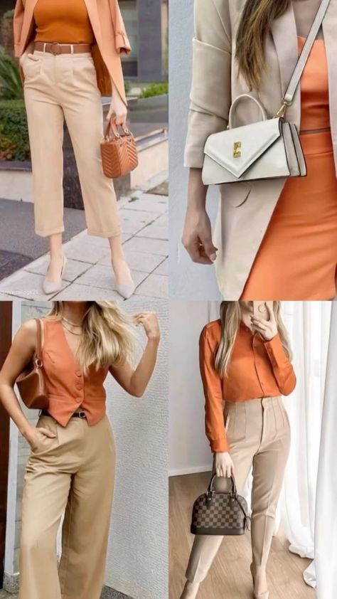 Colour Combinations Fashion, Color Combos Outfit, Color Combinations For Clothes, Office Casual Outfit, Beige Outfit, Tan Pants, Trendy Fall Outfits, Classy Work Outfits, Stylish Work Outfits