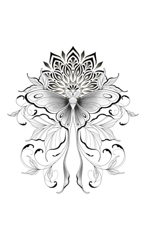 Tattoos Spiritual, Popular Tattoo Designs, Moth Tattoo Design, Masculine Tattoos, Motifs Art Nouveau, Moth Design, Geometric Mandala Tattoo, Creative Tattoo, Muster Tattoos