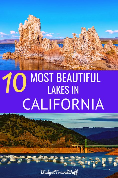 Looking for the best lakes in California? Check out top 10 most beautiful California Lakes for camping, swimming, fishing and many more. Enjoy outdoor activities and spend some time in the lap of nature with amazing views. #california #lakes California Lakes, California Travel Guide, Lakes In California, Places In Usa, Beautiful California, Travel California, Usa Food, Best Campgrounds, Visit Usa