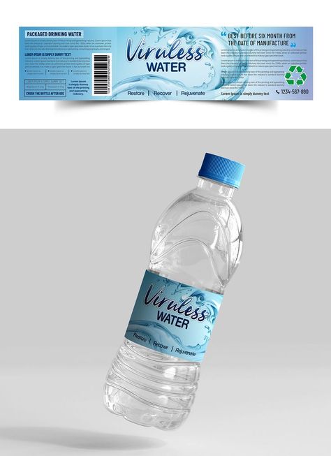 Water bottle label Design Bottled Water Logo, Water Bottle Logos, Logo Design Water, Bottle Design Water, Mineral Water Brands, Bottle Lables, Water Bottle Label Design, Unique Water Bottle, Soap Packaging Design