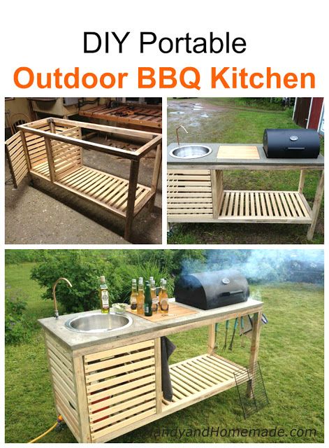 DIY Portable Outdoor BBQ Kitchen Portable Outdoor Kitchen, Outdoor Kitchen Design Layout Grill Area, Outdoor Bbq Kitchen, Outdoor Sinks, Portable Kitchen, Outdoor Kitchen Design Layout, Bbq Kitchen, Outdoor Kitchen Patio, Backyard Spaces