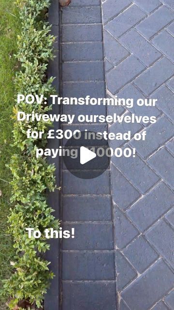 Kirsty Gore on Instagram: "Driveway transformation! Morning! I’ve had so many questions on stories about our driveway -I’ve made a reel for you explaining what we did to transform it. Honestly I wasn’t sure how it would turn out but I’m so pleased with the result. We actually didn’t mind our driveway except for the colour of the block paving and we were quoted £10000 by a couple of people and for us it just wasn’t worth the money for us. I know money is tight for a lot of people so I wanted t Walkway To Front Door From Driveway, Tarmac Driveway Ideas Uk, Painted Brick Driveway, Grey Driveway Ideas, Cheap Front Garden Ideas, Budget Driveway Ideas, Small Front Driveway Ideas Uk, 2 Car Driveway Ideas, Block Paving Garden Ideas