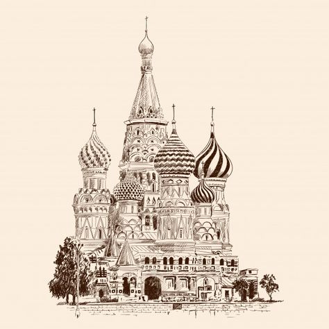 St Basils Cathedral Drawing, Cathedral Tattoo, Vector Building, Moscow Red Square, Square Tattoo, Nasa Wallpaper, St Basils Cathedral, Zestaw Ikon, Unicorn Drawing