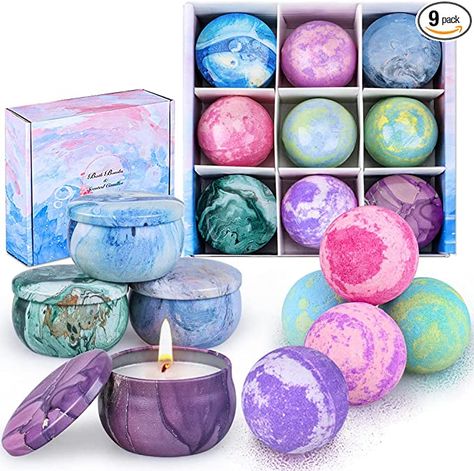 Amazon.com: Bath Bombs Gift Set for Women, 5 Color Large Bubble Bathbombs Essential Oil with 4pcs Scented Candles, Fizzy Spa for Moisturizing Skin, Idea Valentine's Day, Birthday Gifts for Friends Mom Love : Beauty & Personal Care Rainbow Bath Bomb, Bubble Bath Bomb, Beauty Products Gifts, Organic Bath Products, Spa Gifts Set, Relaxation Gifts, Essential Oil Candles, Gift Sets For Women, Candle Gift Set