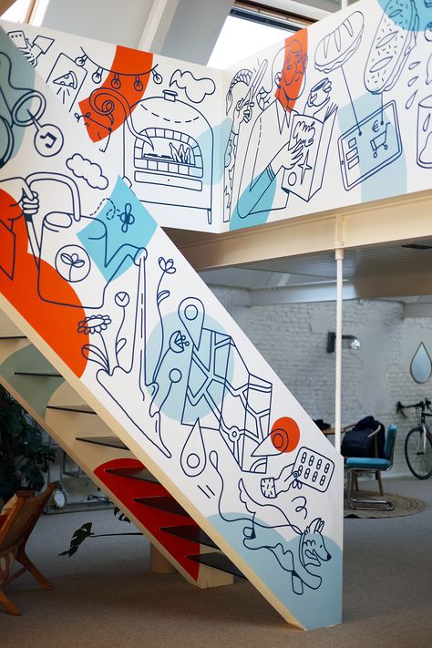 Wallnuts Murals - Oopen Zen Mural, Doodle Mural, Colourful Walls, Chennai Metro, Office Murals, Wall Wrap, Doodle Wall, Mural Art Design, Office Mural