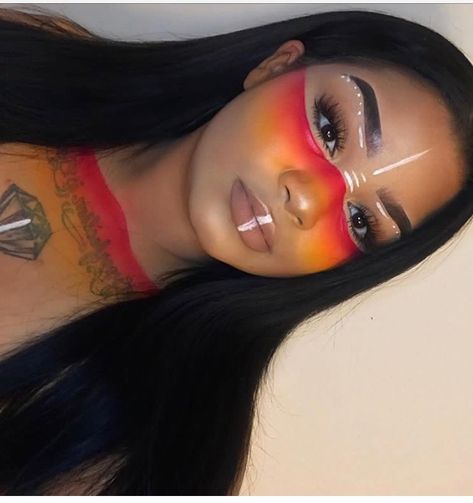 Native American Makeup, Maquillage Yeux Cut Crease, Drag Make-up, Carnival Makeup, Bright Makeup, Rave Makeup, Pinterest Makeup, Crazy Makeup, Festival Makeup