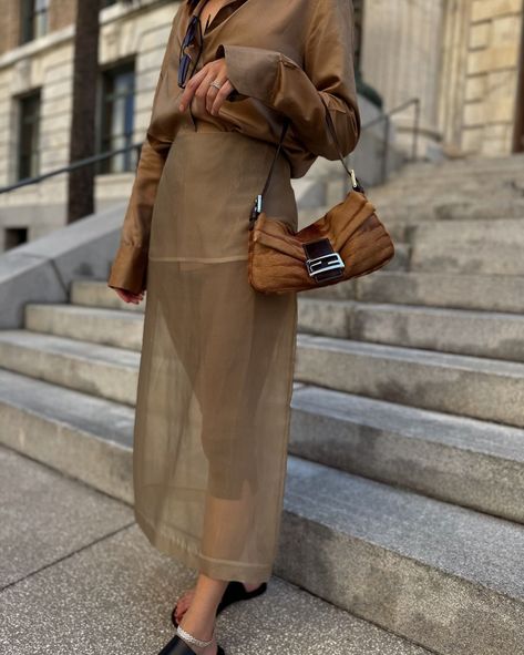 Think of a translucent skirt as a chic layering piece rather than a standalone item. @kdhwilems captured by @sarahblais, @modeetchien and @victoriaxbel nail the look with the summer-perfect fabric of the Peri skirt. #TheFrankieShop #FrankieForAll #FrankieGirl Transparent Skirt Outfit, The Frankie Shop, Frankie Shop, Sheer Skirt, Layering Pieces, Skirt Outfits, Layering, Street Style, Skirt