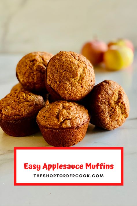 An easy muffin recipe with applesauce for the best homemade baked good for breakfast, snacks, or dessert. They're sweet, fluffy, and the cinnamon sugar topping is a bit crunchy and rustic which makes these the tastiest fresh-baked muffins ever. These are great for kids, toddlers, and babies. No oil, unsweetened apple sauce, and warm spices make this a healthy and flavorful muffin. Only 30 minutes to mix and bake. #muffinrecipes #applesauce #bakedgoods #breakfastmuffins #bestmuffins Easy Applesauce Muffins, Recipe With Applesauce, Muffins With Applesauce, Applesauce Muffin Recipe, Recipe Using Applesauce, Easy Applesauce, Quick Muffins, Easy Muffin Recipe, Breakfast Baked Goods