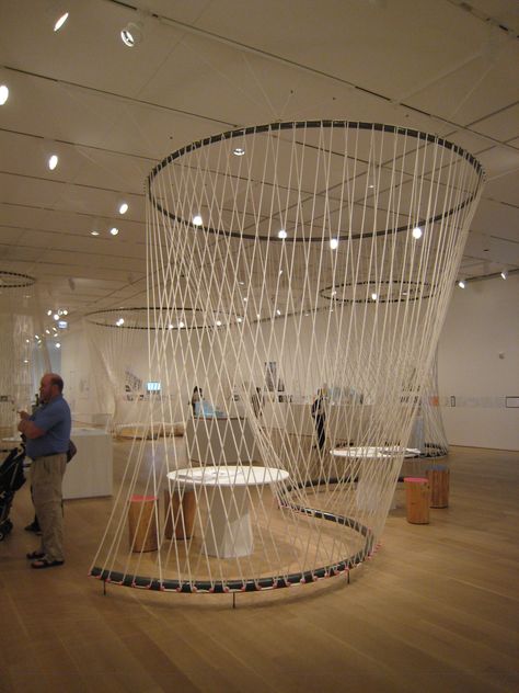 Rope Structure, Rope Sculpture, Adidas Parley, Installation Architecture, Column Lighting, Bike Store, The Art Institute Of Chicago, Art Institute Of Chicago, Display Design