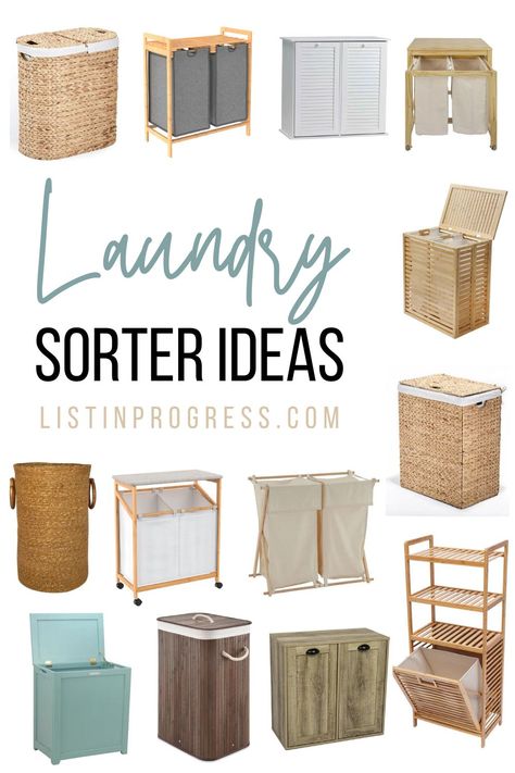 Update your laundry game with more efficient sorting bins, hampers, and bags. Check out this roundup of stylish laundry baskets, etc. for inspiration. Laundry Basket Sorter, Metal Laundry Basket, Southern Charm Decor, Bathroom Laundry Baskets, Laundry Room Baskets, Laundry System, Laundry Sorting, Laundry Bin, Laundry Sorter