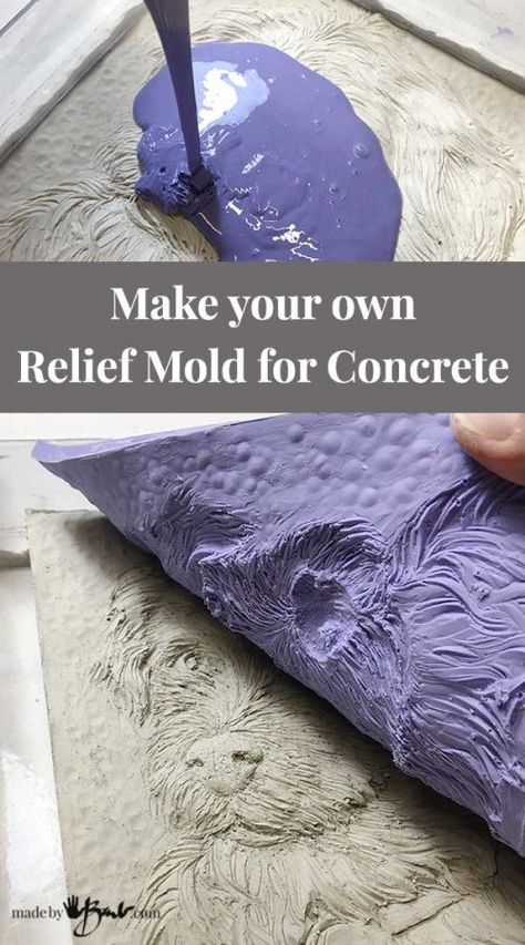 Make you own Relief Mold for Concrete - Made By Barb - simple & quick How To Make A Mold For Concrete, Concrete Sculpting, Mold For Concrete, Concrete Molds Diy, Cement Diy, Concrete Diy Projects, Cement Art, Concrete Sculpture, Concrete Molds