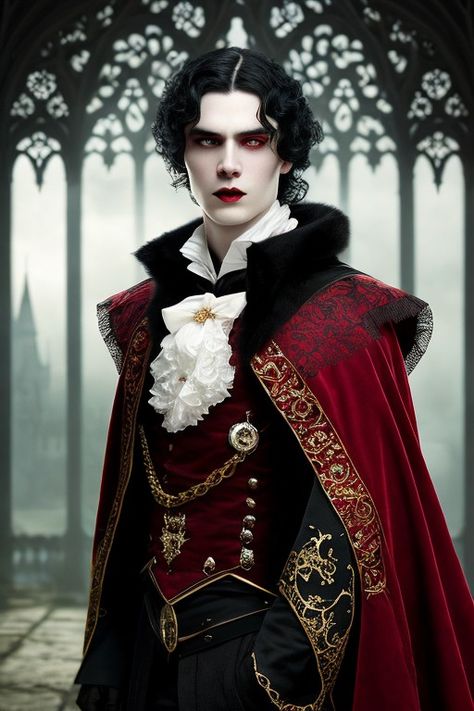 Gothic Vampire Aesthetic Male, Vampire Style Men, Vampire Men Outfit, Gothic Vampire Outfit Male, Royal Vampire Aesthetic, Gothic Mask, Male Vampire, Mask Ball, Medieval Costumes