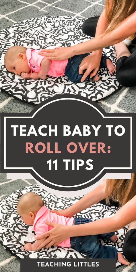 Wondering how to teach a baby to roll over? Try these 11 tips to teach your baby to roll from tummy to back and back to tummy. Baby Rolling Over, Infant Development, Baby Development Activities, Tummy Time Activities, Teaching Babies, Baby Routine, Baby Play Activities, Newborn Baby Tips, Baby Workout