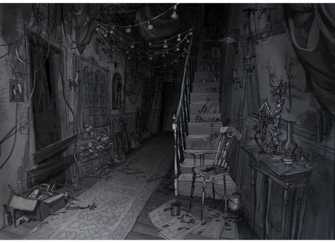 Interior Background Illustration, Horror Interior Concept Art, Paranorman Concept Art, Room Concept Art, Interior Concept Art, Location Design, Song Of The Sea, Space Illustration, Perspective Art