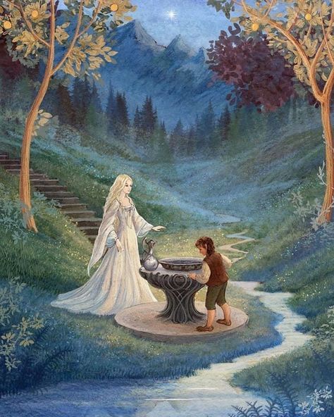 The Lord of the Rings on Instagram: “The Mirror of Galadriel was a silver basin of water used in the Elven realm of Lothlórien by Galadriel. The Mirror was used to grant the…” Phial Of Galadriel, Hobbit Legolas, Whimsical Pictures, Samwise Gamgee, 15 February, John Howe, The Fellowship Of The Ring, Middle Earth Art, Frodo Baggins