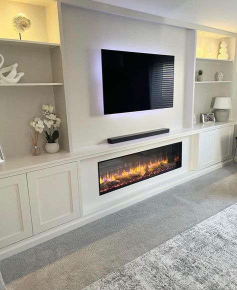 Luxurious Living Room Ideas, Tv Unit Table, Living Room Built In Units, Wall Units With Fireplace, Room Ideas Design, Feature Wall Living Room, Built In Shelves Living Room, Living Room Wall Units, Living Room Built Ins