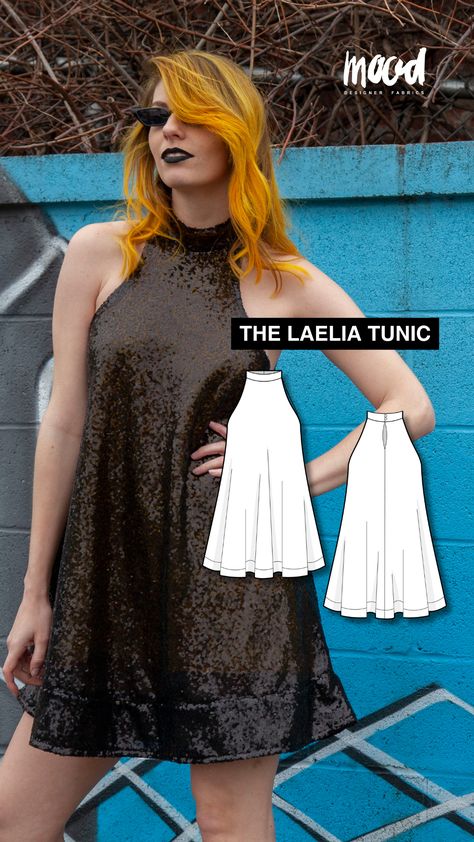 Sew your way to effortless style with the Laelia Tunic, a free summer sewing pattern by Mood Sewciety. Create stunning summer outfits with this fashion designer-inspired tunic. Perfect for adding a touch of elegance to your women's style. fashion, free sewing pattern, tunic, summer dress, summer outfits, summer style, women's style, fashion designer, sewing project, chic tunic, fashion inspiration, women's fashion, DIY fashion, summer wardrobe, sewing inspiration Mood Sewing Patterns Free, Free Tunic Sewing Pattern, Diy Tunic, Summer Sewing Patterns, Dress Summer Outfits, Sundress Sewing Patterns, Tunic Fashion, Summer Dress Sewing Patterns, Mood Sewciety