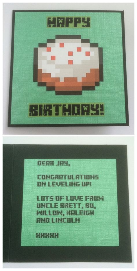 Minecraft birthday cake birthday card Birthday Card Minecraft, Minecraft Birthday Card Ideas, Minecraft Cake Drawing, Minecraft Happy Birthday, Minecraft Card, Minecraft Gift Ideas Diy, Minecraft Cards Handmade, Minecraft Cards, Minecraft Birthday Card