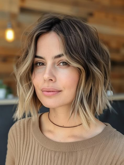 Elevate Your Style with Short Hair Balayage - Trendy Tips & Techniques Money Piece Balayage Shoulder Length, Natural Hair Money Piece, Dark Bob With Highlights, Short Bob Balayage Brunettes, Short Hair Money Piece, Dyed Tips Short Hair, Bayalage Bob, Style With Short Hair, Short Hair Ombre