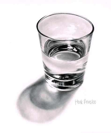 How to draw a glass drawing tutorial. realistic drawing of a glass of water. Glass With Water, Glass Drawing, Tree Drawings Pencil, Realistic Pencil Drawings, Illusion 3d, Water Drawing, Pencil Shading, Object Drawing, Art Sketches Pencil