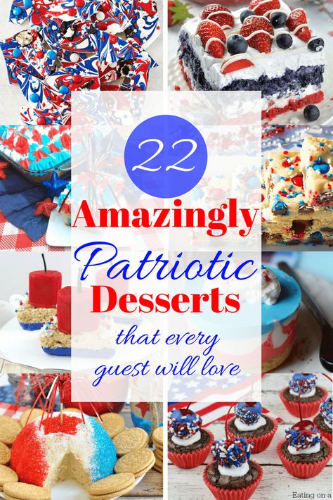 22 Irresistible Fourth of July Desserts Patriotic Baked Goods, Fun Dessert Recipes, July Inspiration, Easy Strawberry Desserts, Sugar Cookie Cakes, July Desserts, Patriotic Food, Patriotic Desserts, Flag Cake