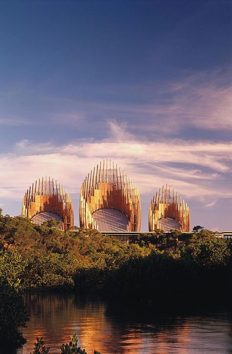 Renzo Piano Building Workshop - Projects - By Type - Jean-Marie Tjibaou Cultural Center Renzo Piano Architecture, Noumea New Caledonia, Architecture Unique, Famous Architecture, Cultural Centre, Renzo Piano, Amazing Buildings, Unique Architecture, Eco Design