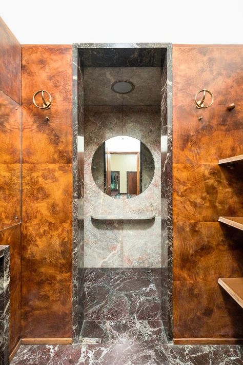 On the renovation of Piero Portaluppi’s Casa Corbellini-Wassermann: MDC Gallery and Studio Binocle Piero Portaluppi, Parisian Luxury, Veneer Texture, Wall Colours, Archi Design, Bathroom Design Inspiration, Barn Conversion, Material Textures, Chic Interior