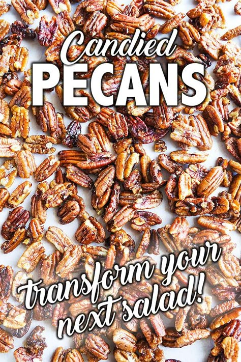 Candied Pecans Easy, Easy Candied Pecans, Pecan Recipes Easy, Candied Pecans For Salad, Candied Pecans Recipe, Salad Toppers, Pecan Salad, Pecan Nuts, Nut Recipes