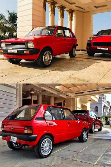 Modified vintage Maruti 800 with Porsche Cayenne Turbo red Maruti Ss80, Suzuki Fx Modified, Maruti Suzuki 800, Maruti 800, Weird Vehicles, Indian Cars, Chevy Camaro Zl1, Fiat 126, Big Toys