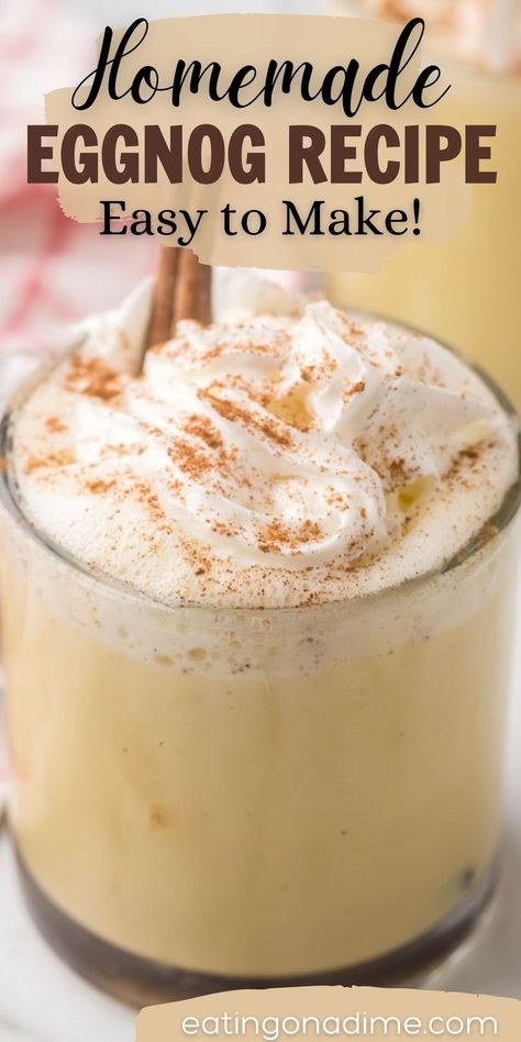 Alcoholic Eggnog Recipe, Non Alcoholic Eggnog, Easy Eggnog Recipe, Non Alcoholic Eggnog Recipe, Cooked Egg Nog, Egg Nog Recipe Easy, Homemade Eggnog Recipe, Alcoholic Eggnog, Eggnog Recipe Homemade