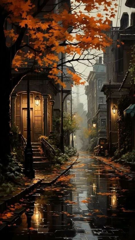 Autumn Scenes, Autumn Scenery, Wallpaper Vintage, Fall Pictures, 판타지 아트, Dreamy Art, Fall Wallpaper, Halloween Wallpaper, Fantasy Landscape