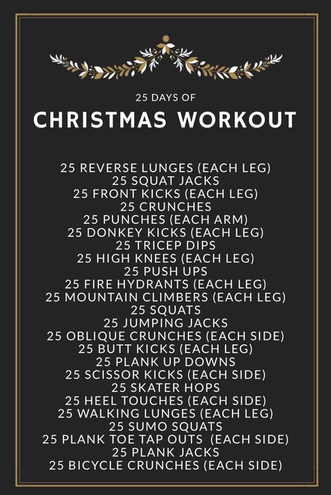 25 Days Of Christmas Workout, Christmas Hiit Workout, Christmas Eve Workout, Christmas Bootcamp Workout, Christmas Workout Ideas, Christmas Wods Crossfit, Christmas Themed Workouts, New Years Workout, Christmas Workout Challenge