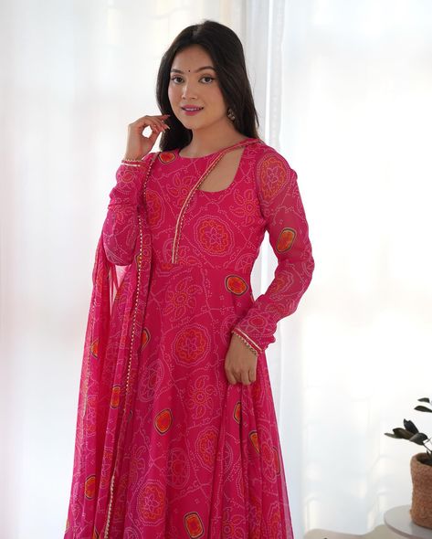 Comment “Link” To Get Details In DM 🩷 Pink Pure Soft Lightweight Chiffon Bandhej Anarkali Suit Set With Huge Flair, Dupatta & Pant Search “NKB 37” On Our Website To Shop 👗 Hurry, Book Fast To Make This Festival Season Unforgettable ✨ Shop Now From www.BahuPalace.com Link In Bio DM/WhatsApp Us At +91 9409911700 💖 Take Screenshot & Send Us To WhatsApp For More Details! Which One You Want To Buy/Inquiry? 🙈 100% Quality Assured Premium Product With Pocket Friendly Price | Free Express Shippi... Bandhani Gown, Anarkali Dress With Dupatta, Anarkali Gown With Dupatta, Dress With Dupatta, Patiyala Dress, Lehenga Crop Top, Gown With Dupatta, Lehenga Choli Wedding, Party Wear Lehenga Choli