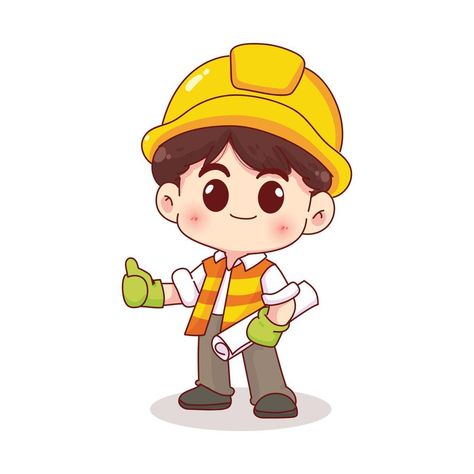 Engineer worker or construction worker foreman character hand drawn cartoon illustration Cartoon Construction Worker, Engeenering Drawing, Engineer Cartoon Character, Engineer Drawing Cartoon, Construction Worker Illustration, Engineer Character Design, Engineer Clipart, Engineer Illustration, Engineer Character