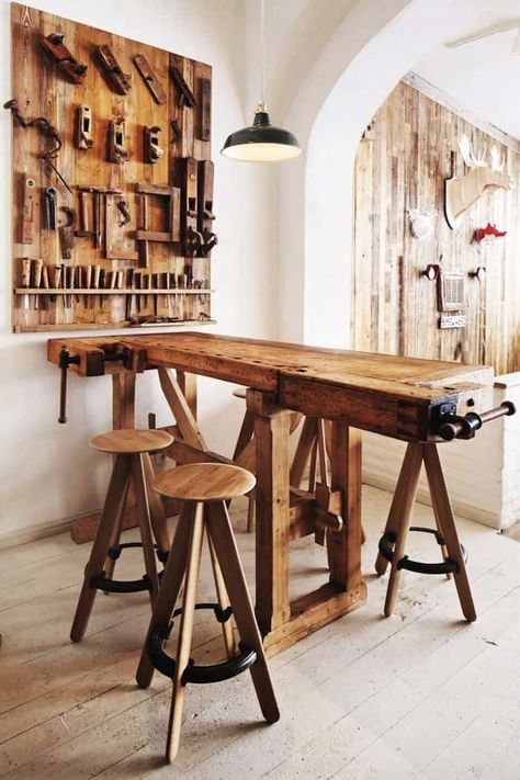 Outdoor Woodworking Plans, Diy Bar Stools, Cushions Diy, Pallets Diy, Diy Workbench, Workbench Plans, Work Diy, Diy Bar, Woodworking Bench